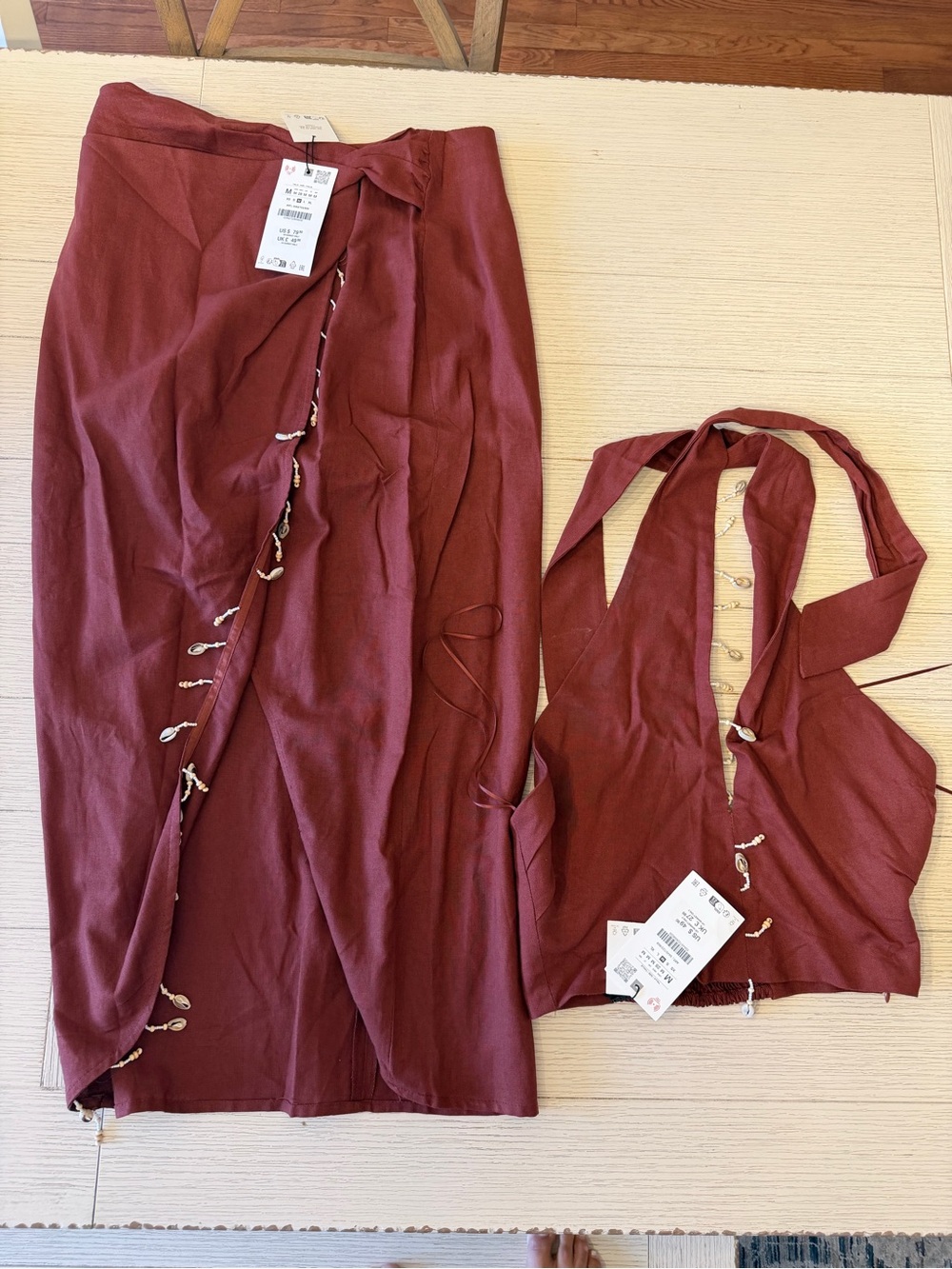 Women's Wrap Midi Skirt in Deep Burgundy